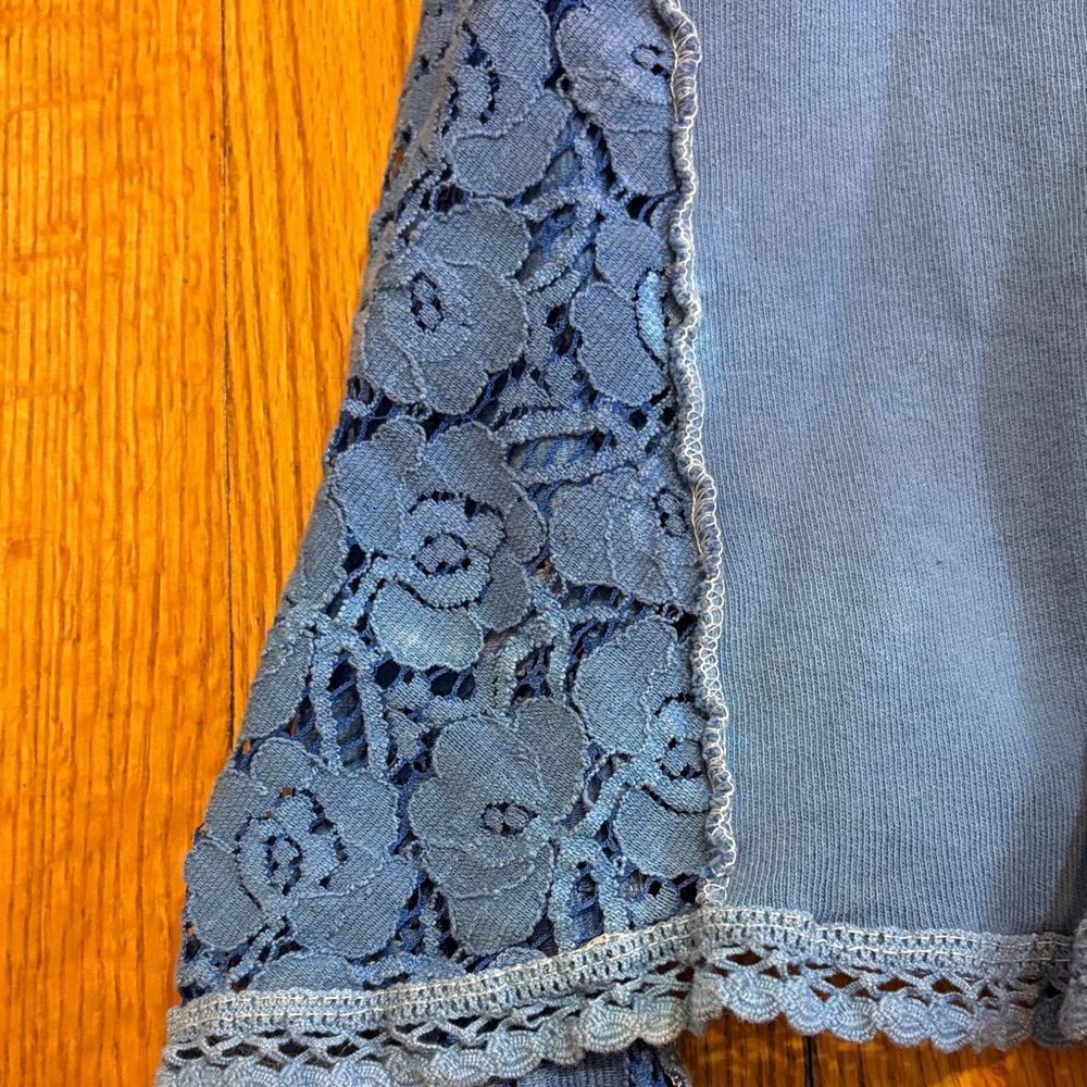 Free People Blue Tie-Dye Lace Long Sleeve Top - Picture 3 of 7